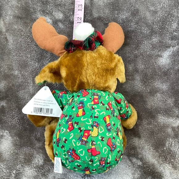 Vintage Christmas Moose Plush Pajamas & Tam Hat Irish Toy 9" Stuffed TAGS - Picture 8 of 16